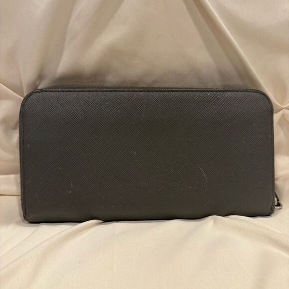 Prada Gray Saffiano Leather Long Zip Around Luxury Wallet and Dust Bag - Picture 6 of 15